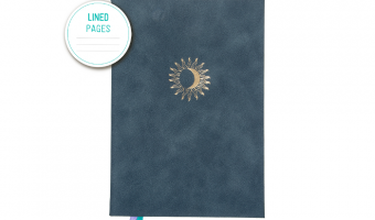 NEW 16. Journal, Grey blue, sun/moon, lined * Artebene