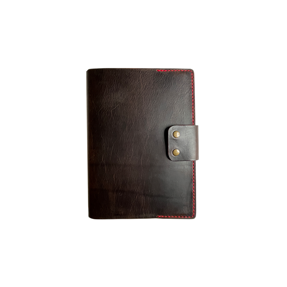 20TMC. Saddle brown/Red leather book cover * Kron