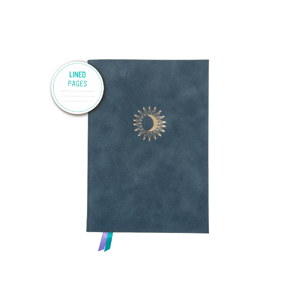 NEW 16. Journal, Grey blue, sun/moon, lined * Artebene